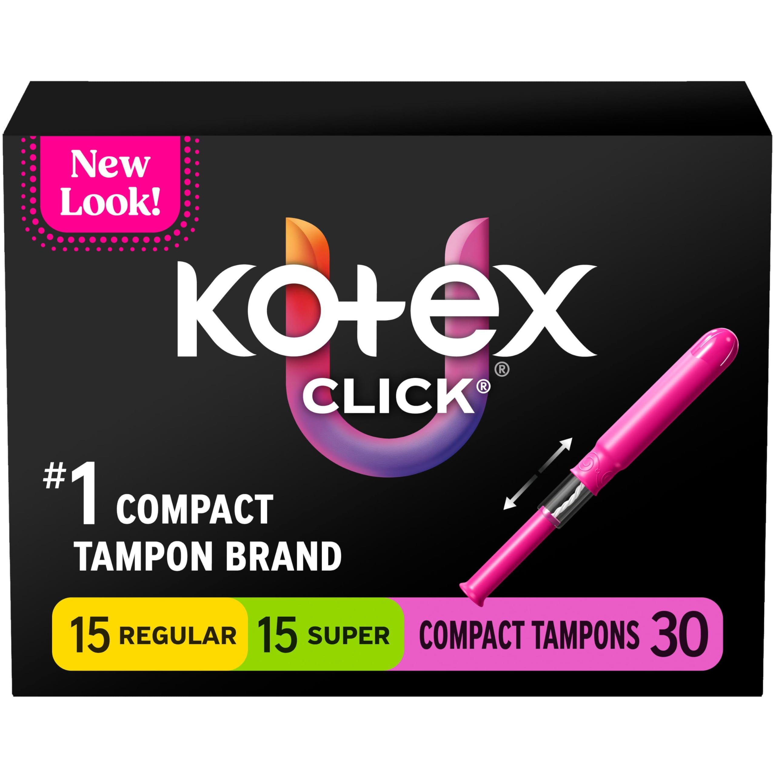 Buy now U by Kotex Tampons, Click Compact, Super Plus Absorbency, Unscented, 45 Count Regular Super 180 at indiglob india