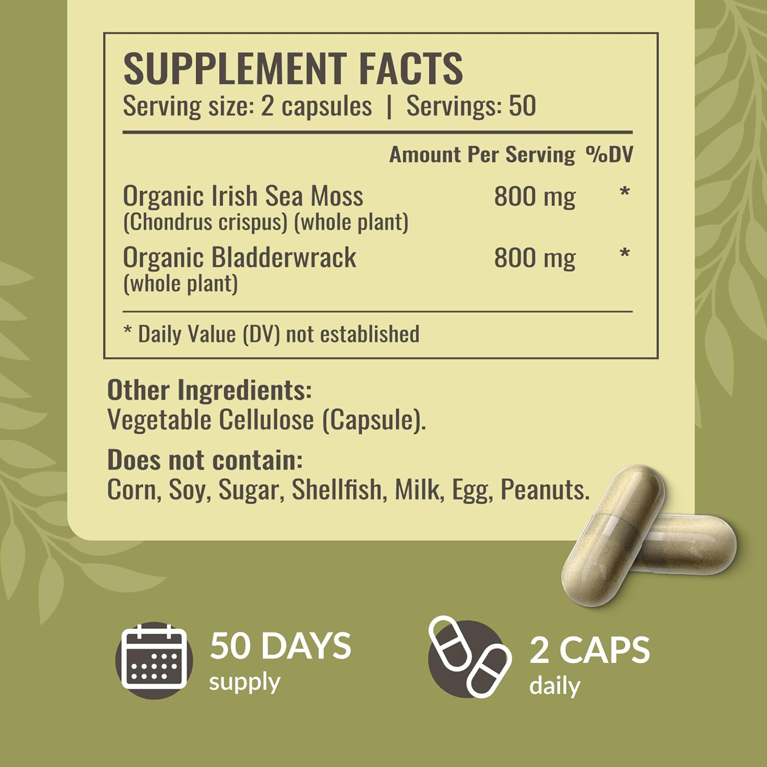 Buy now HERBAMAMA Sea Moss and Bladderwrack Capsules - 1600mg Irish Sea Moss for Immune Support - Vegan, Non-GMO Immunity Supplement for Overall Support at indiglob india