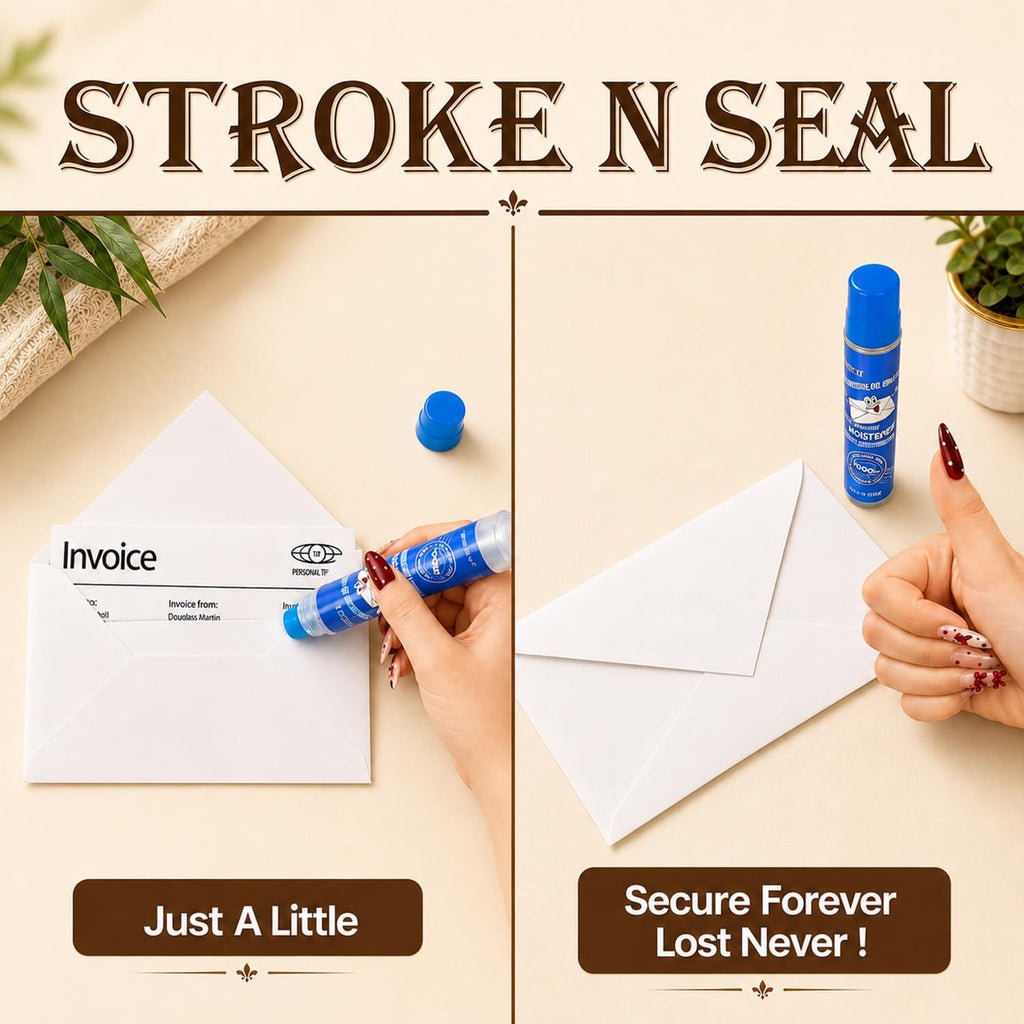 Stroke-N-Seal Envelope Moistener, 50mL*4 Envelope Sealer for Bulk Mailing