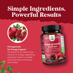 Advanced Pomegranate Extract Capsules - Powerful Antioxidant & Healthy Heart Support - Easy To Swallow Pomegranate Supplement - Superfood for Energy & Gut Health Support - Third Party Tested - 60 Ct