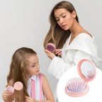 Premium imported RHOS folding brush with mirror, perfect for on-the-go styling for women and girls, elegant design.