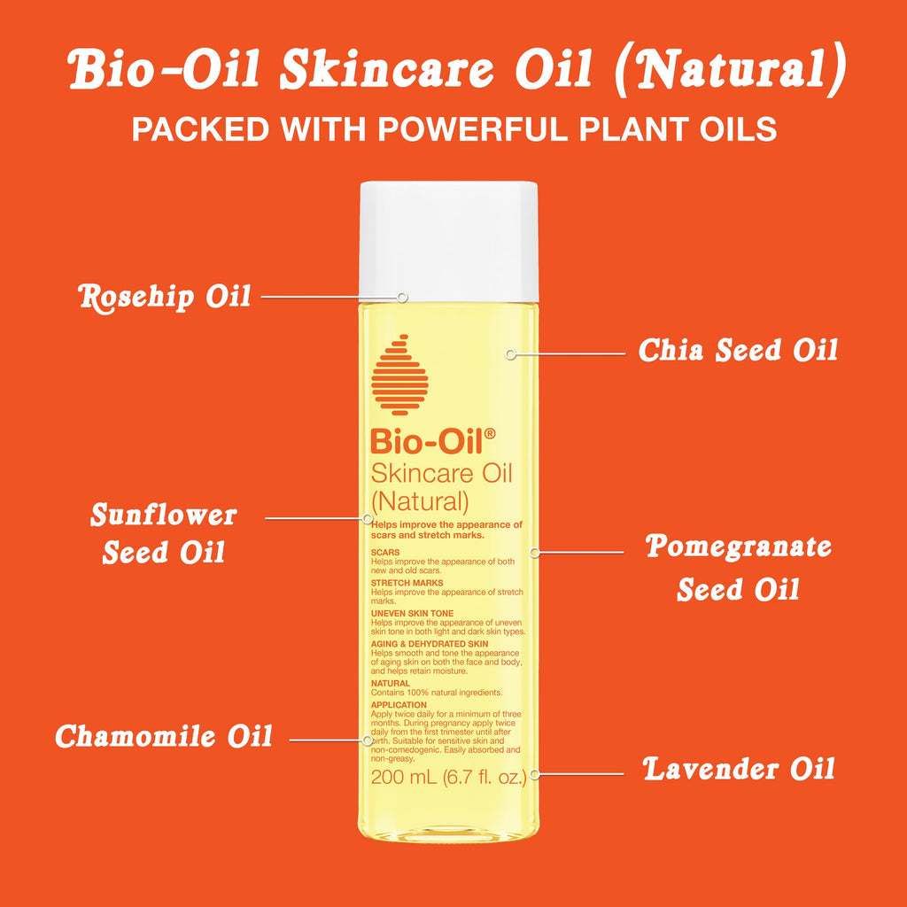 Bio-Oil Fragrance-Free Body Oil Serum for Scars & Stretch Marks, 6.7 fl oz | Dry Skin Moisturizer, Rosehip & Chamomile Oils, Scar Treatment, Stretch Mark Oil, Sensitive Skin Safe, Face and Body