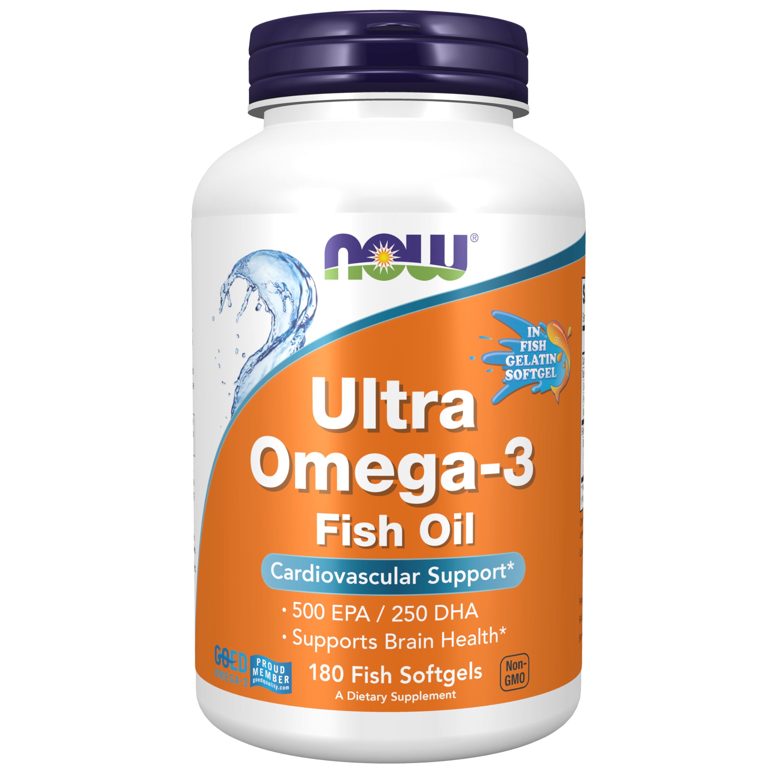 Buy now NOW Foods Supplements, Ultra Omega-3, 500 EPA and 250 DHA, Cardiovascular Support*, 180-Fish Gelatin Softgels at indiglob india