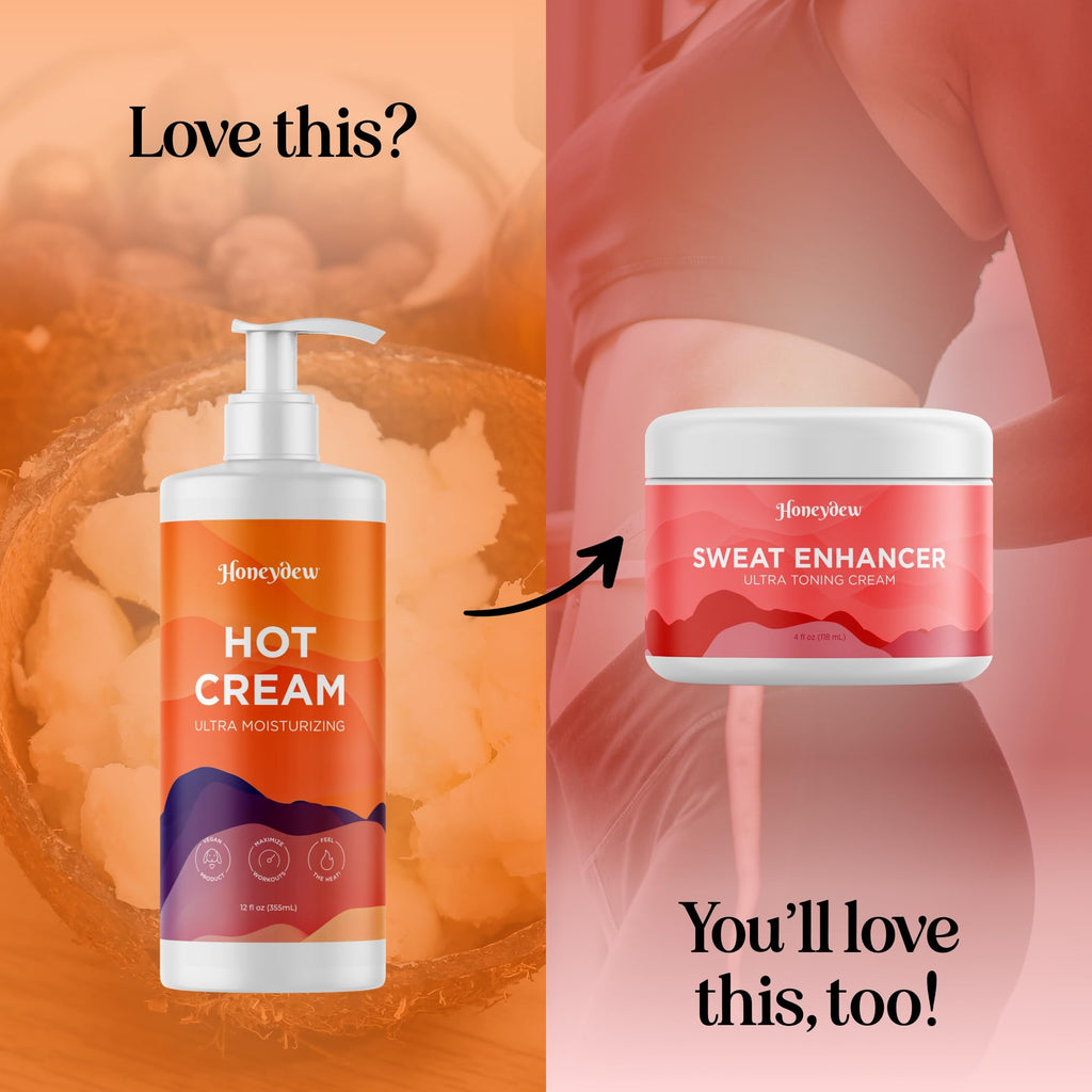 Hot Cream Sweat Enhancer - Premium Body Sculpting Sweat Cream with Invigorating Botanical Extracts - Extra Strength Cellulite Cream for Thighs Belly and Bum with Firming Body Oils (12 Fl Oz)