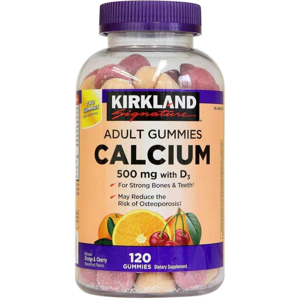 Kirkland Signature Chewable Calcium with Vitamin D3 Adult Gummies, 120 ct x 1 Bottle