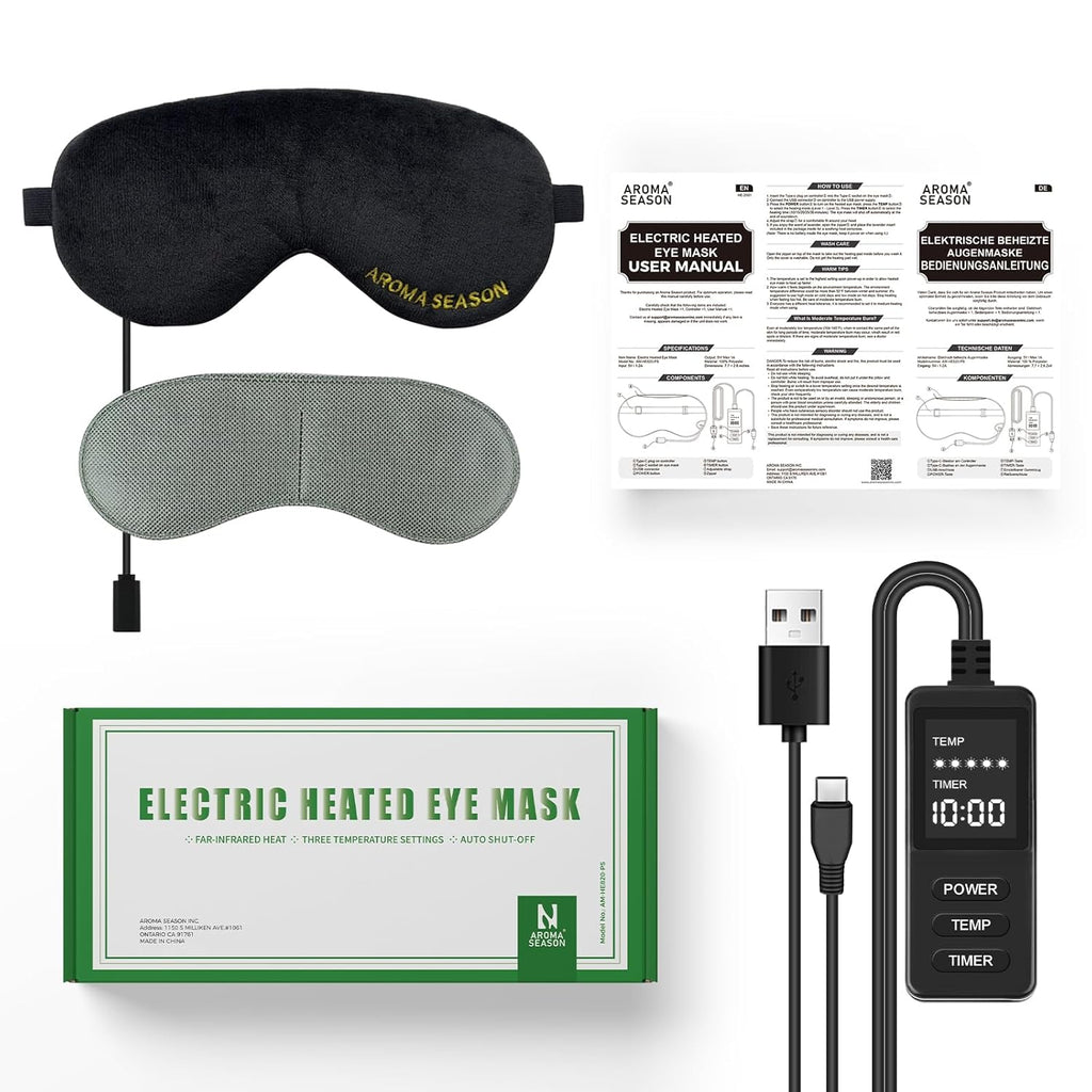 Buy now Aroma Season Heated Eye Mask, Warm Eye Compress for Dry Eyes MGD Stye Blephartitis Sinus Migraine, Graphene Heating Element with Natural Lavender Pack (Black) at indiglob india