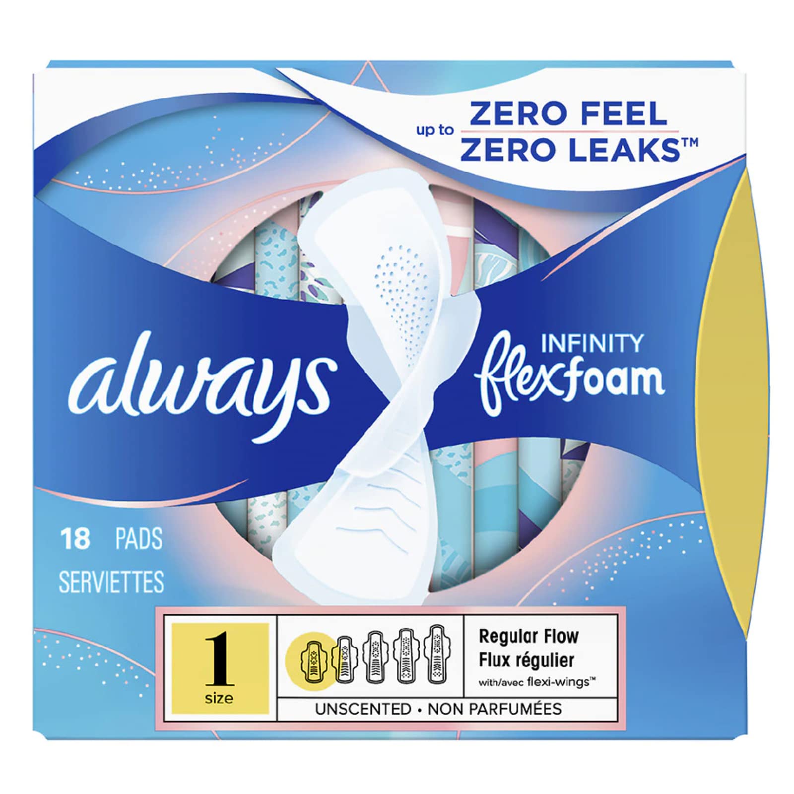 Buy now Always Pads Size 1 Infinity with Flex Foam 18 Count (Pack of 3) Size 1 36 at indiglob india