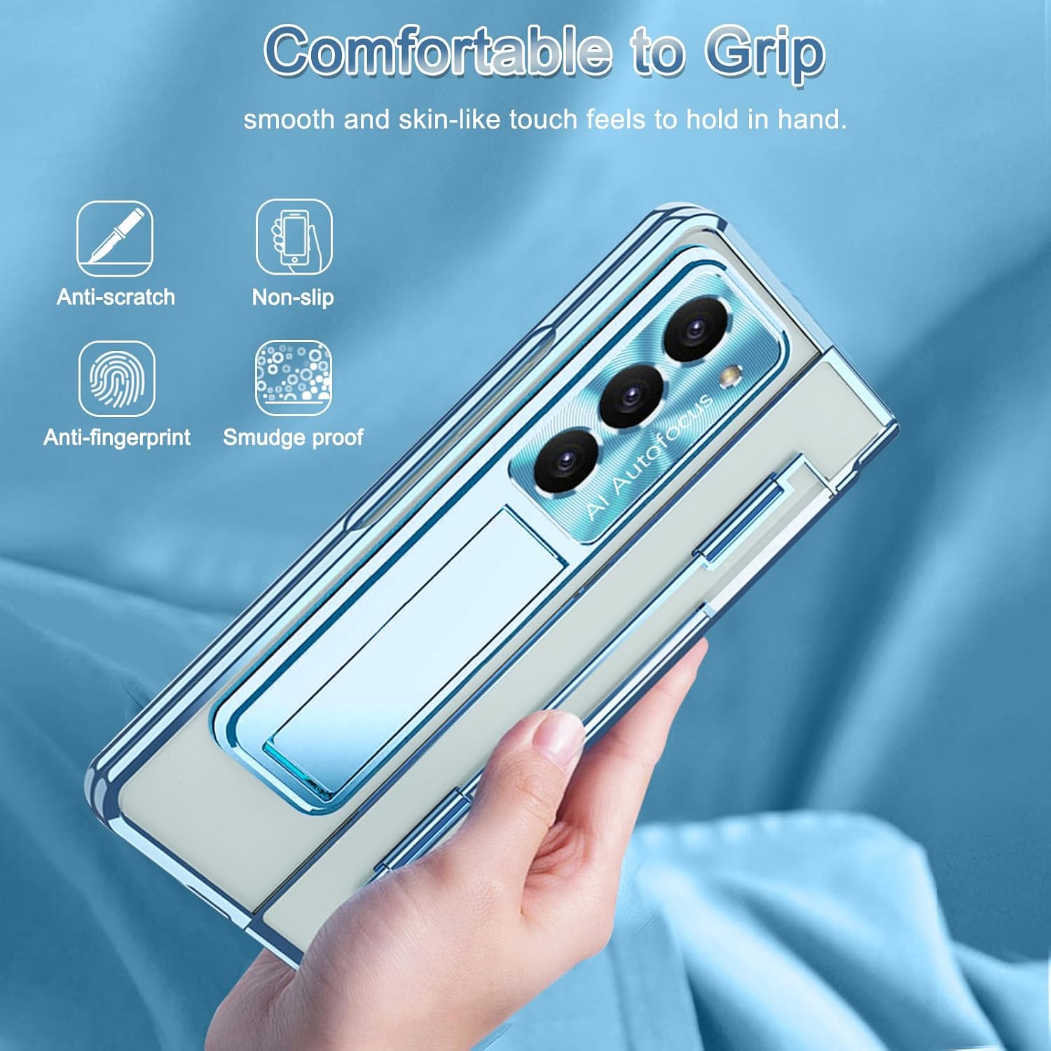 Buy now NINKI Compatible Samsung Galaxy Z Fold 5 Case with S Pen Holder & S Pen,Screen Protector Hinge Case for Samsung Z Fold 5 Case with Kickstand,Samsung Z Fold 5 5g Case Galaxy Fold 5 5g Phone Case Blue at indiglob india