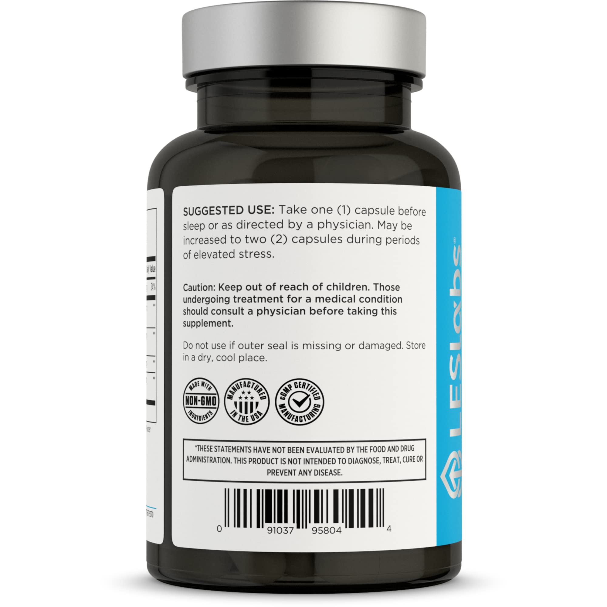 LES Labs Cortisol Health Stress & Sleep Support Supplement, 60 Capsules | Cortisol & Stress Support, Sleep & Relaxation, Ashwagandha, Magnesium, Rhodiola, Phosphatidylserine, Magnolia Bark, Non-GMO