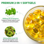 Oil of Oregano Softgels 6000mg, 120 Count | 2 in 1 Formulated with Black Seed Oil 200mg, Oregano Oil Capsules, High Carvacrol & Thymoquinone for Immune Support | Non-GMO, Gluten-Free