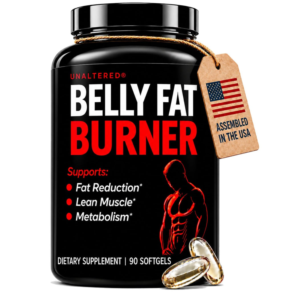 UNALTERED Belly Fat Burner for Men - Natural Weight Loss Pills to Support Reduced Body Fat, Preservation of Lean Muscle Mass, and a Healthy Metabolism - CLA Dietary Supplement - 90 Softgel Capsules