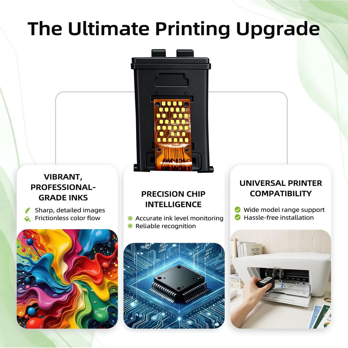 63XL Ink Cartridge Replacement for HP 63 XL HP63 Black/Color Combo 2 Pack