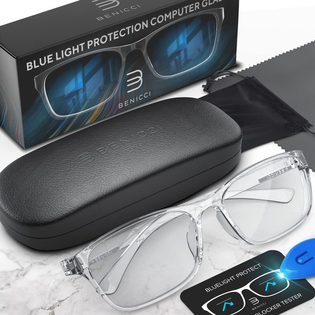 Buy now Stylish Blue Light Blocking Glasses for Women & Men – Helps Reduce Glare & Digital Eye Strain from Computers, Phones w/Case at indiglob india
