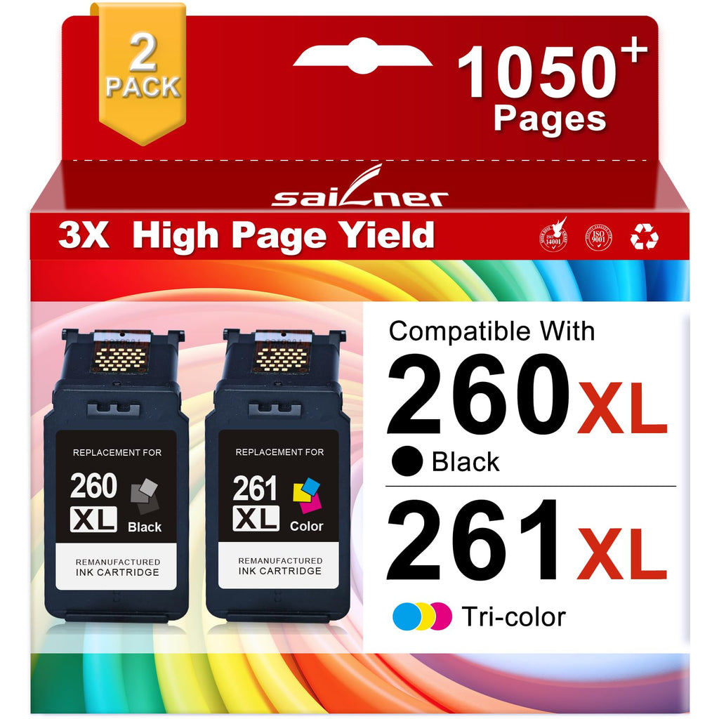 Replaced for Canon PG-260 / CL-261 for Canon 260 and 261 Ink Cartridges 2PK
