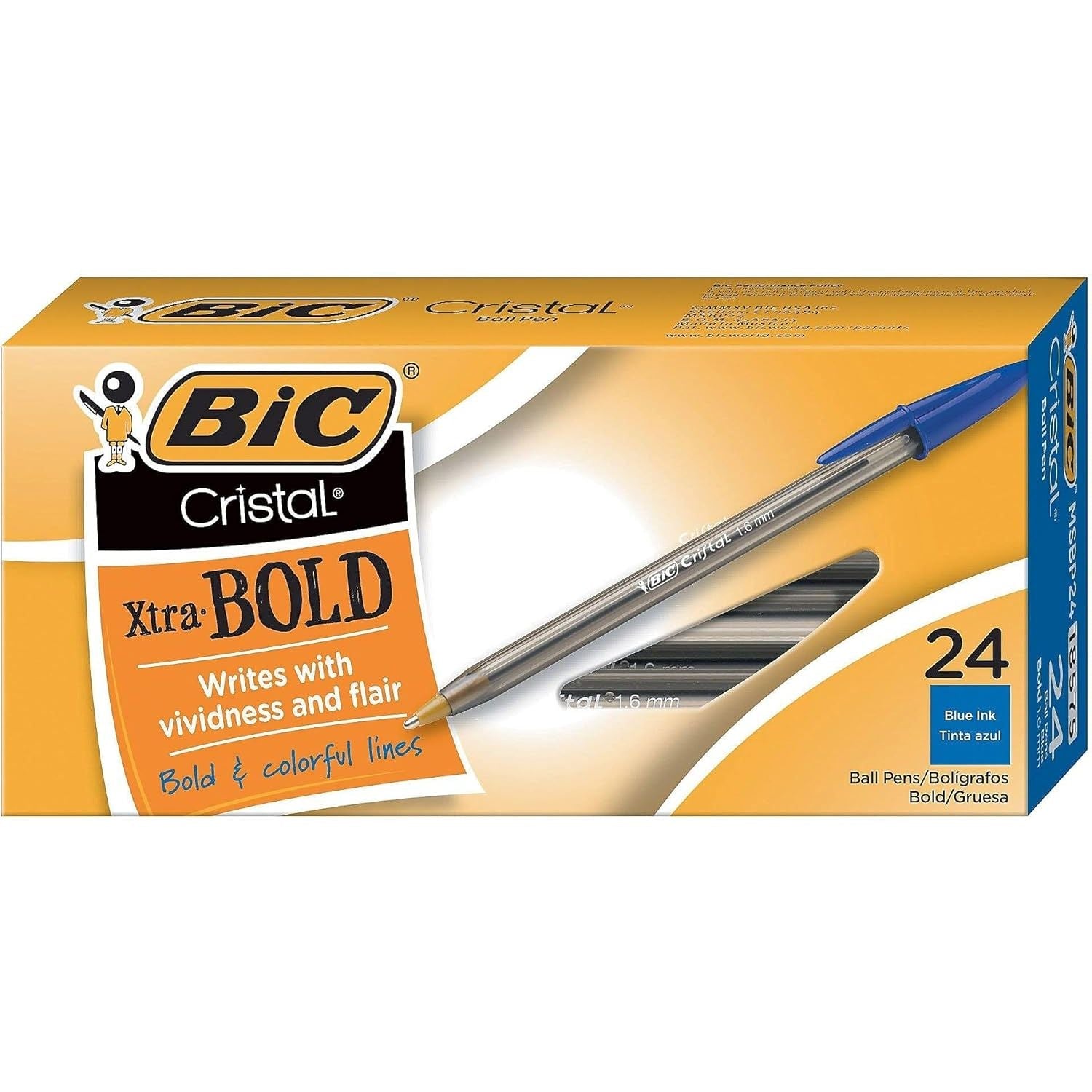 Buy now BIC Cristal Xtra Smooth Blue Ballpoint Pens, Medium Point (1.0mm), 24-Count Pack, Extra Smooth and Reliable Ballpoint Pens 24 Count (Pack of 1) Blue Ink Ballpoint Pen at indiglob india