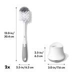 OXO Tot Baby Bottle Brush with Nipple Cleaner and Stand, Gray 2-Pack