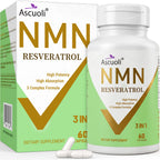 99% Pure NMN Resveratrol 1150mg per Serving, 3-in-1 NMN Supplement, 120 Cap | NMN Resveratrol 1150mg, NMN 500mg + Trans-Resveratrol 600mg, for NAD+, Cell, Energy, Immune, Skin, Anti-Aging & Longevity