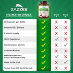 Zazzee Tart Cherry 10:1 Extract, 60 Vegan Capsules, 2 Month Supply | Montmorency Cherry, Certified Kosher, Joint & Uric Acid Support, Antioxidant Support Formula, Non-GMO, Made in the USA