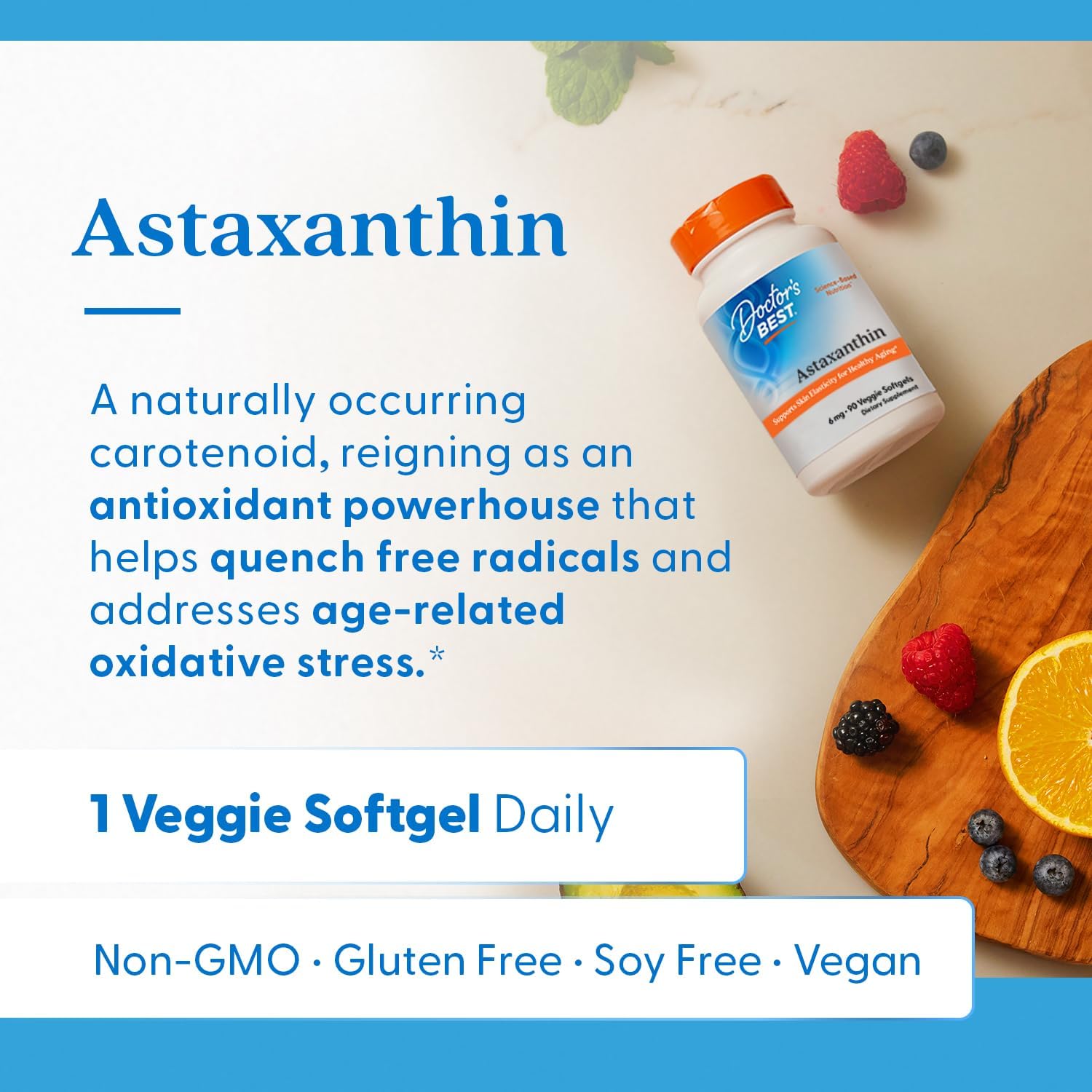Buy now Doctors BEST Astaxanthin with AstaReal, Supports Skin Elasticity for Healthy Aging, Non-GMO, Gluten Free, Soy Free, Vegan 90 Veggie Softgels at indiglob india