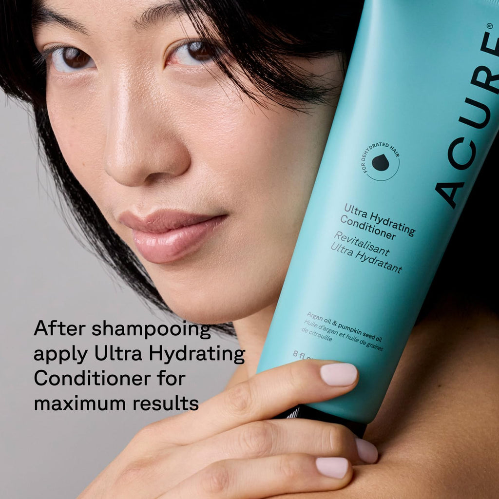Acure Ultra Hydrating Shampoo and Conditioner Set - 8 fl oz (2 Pack) | Moisturizing Set with Argan Oil for Women & Men with Dry, Damaged, Straight or Curly Hair, 100% Vegan, Paraben & Sulfate Free