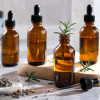 4 Pack, 1 oz Amber Glass Dropper Bottles Plus 2pcs Graduated Calibrated Glass Pipettes (1ml)- 30ml Dark Brown Tincture Bottles with Eye Droppers for Essential Oils, Liquids - Leakproof Travel Bottle