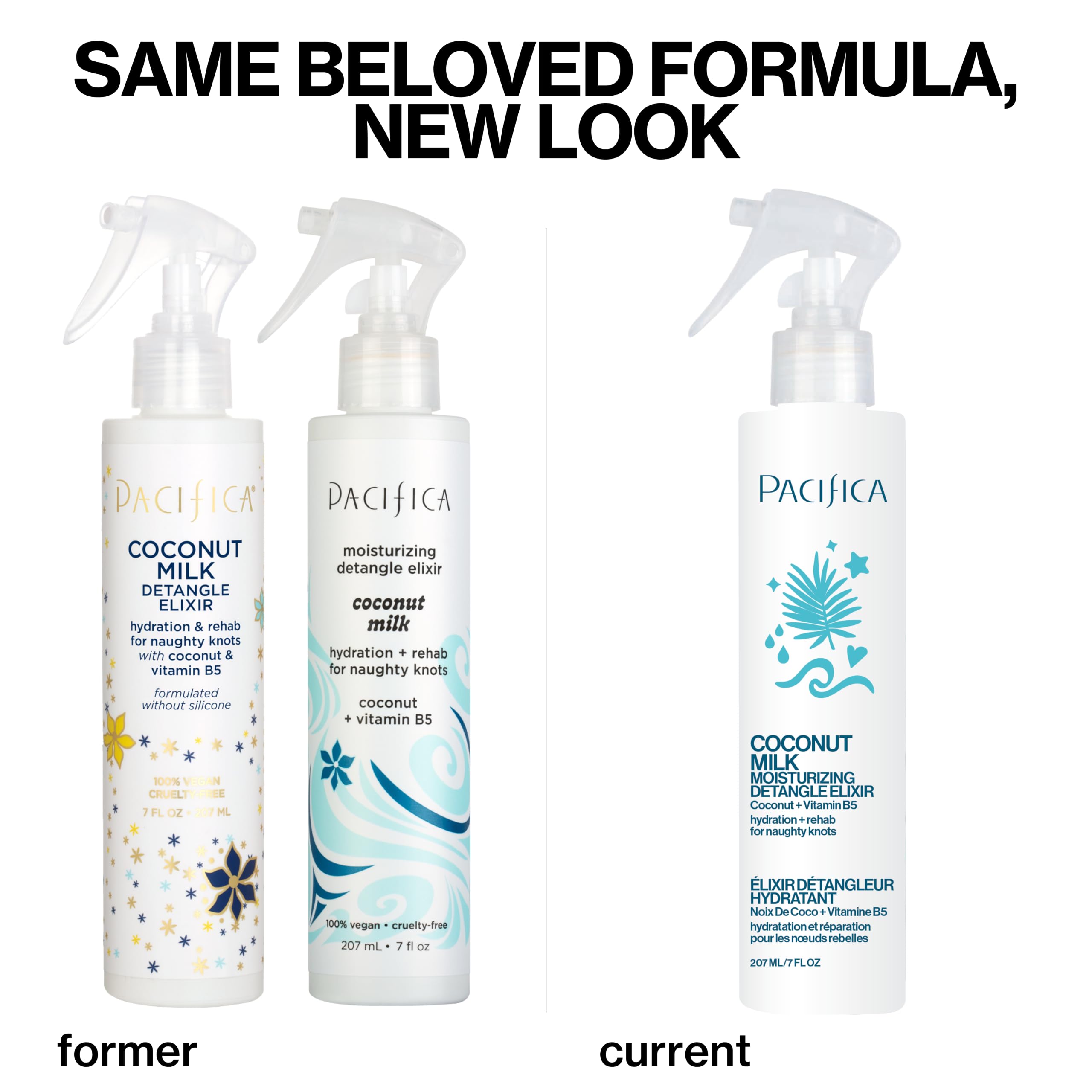 Pacifica Coconut Milk Hair Detangler Spray – Leave-In Conditioning Elixir for Tangle-Free Hair – Instantly Detangles Knots, Adds Shine & Moisture, Prevents Breakage & Frizz – Vegan & Cruelty-Free | Vegan