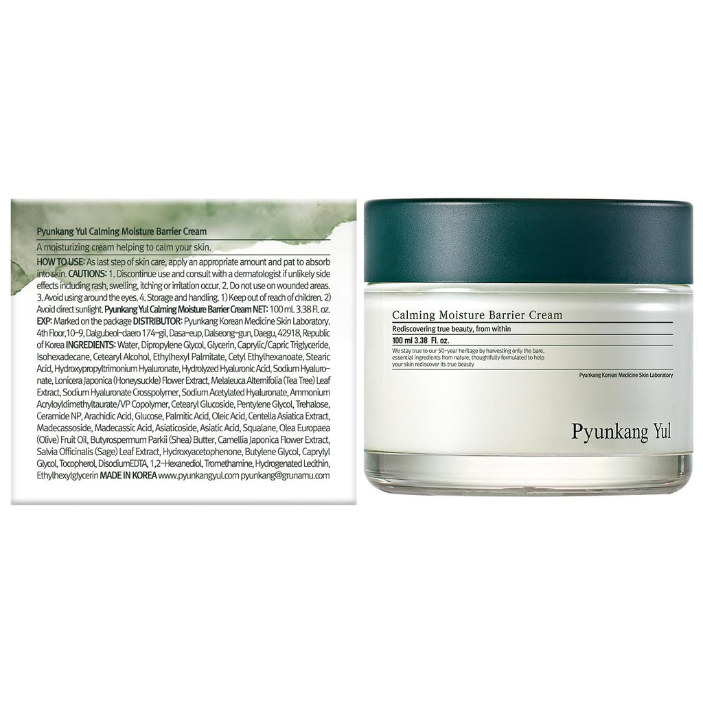 Pyunkang Yul PKY Calming Moisture Barrier Cream Instantly Soothes Sensitive Skin, Hyaluronic Acid & Ceramide for Hydration, Vegan, Korean Skincare (3.38 Fl. Oz, 100ml)