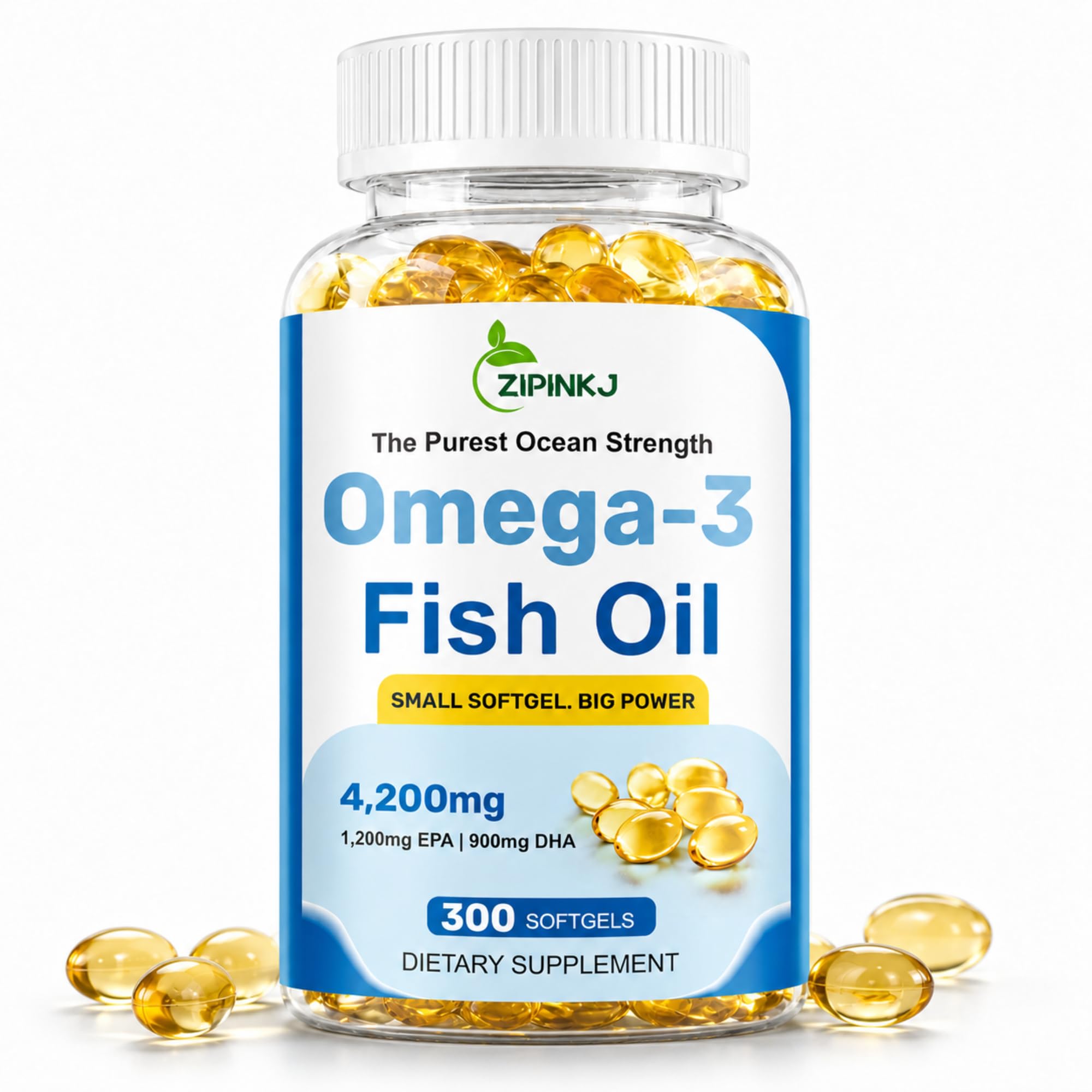 Omega-3 Fish Oil Supplements 4200mg, Burpless Mini Softgels, Wild-Caught | Triple Strength, High Purity EPA & DHA for Brain, Heart & Eye Health, Non-GMO, Third-Party Tested | 150 Softgels