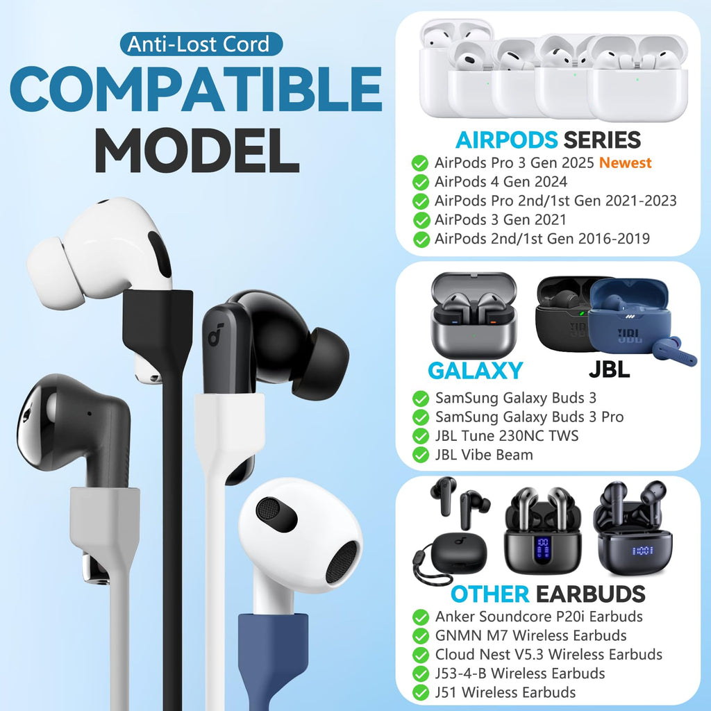 Buy now 5 Pack Ultra Strong Magnetic AirPods Pro Straps, Anti-Lost Neck Cord for AirPods Pro 3 2025,AirPods 4th, AirPods Pro 2nd/1st, AirPod 3rd, AirPod 2nd/1st - 5 Pcs Silicone Sports Lanyard and 2 Ear Hook at indiglob india