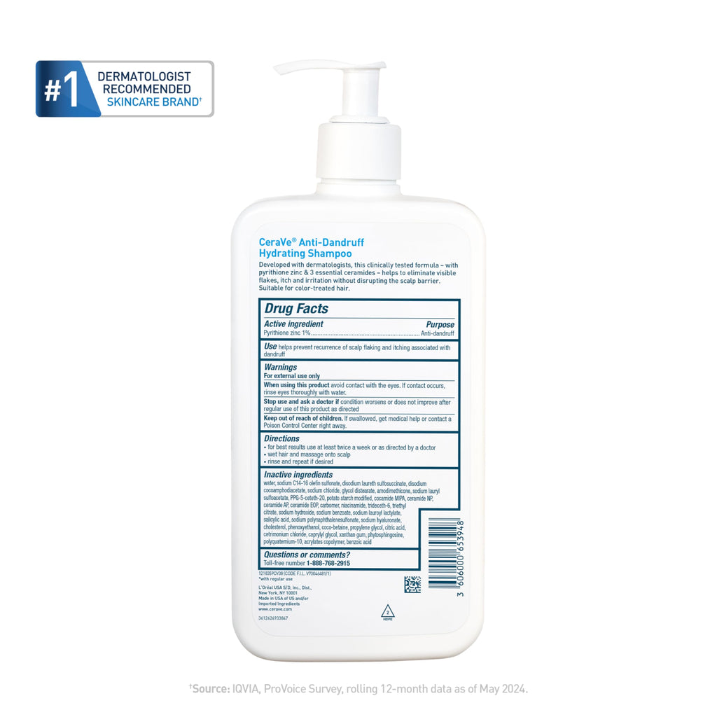 Buy now CeraVe Hydrating Anti Dandruff Shampoo, 1% Pyrithione Zinc Dandruff Treatment With Ceramides, Niacinamide & Hyaluronic Acid, Helps Eliminate Flakes & Provides Itchy Scalp Relief, Sulfate Free, 12 Oz at indiglob india