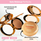 MCoBeauty Miracle Flawless Pressed Powder - 1 Light | Compact, Soft Focus Blurring, Finishing & Setting Makeup, Hydrating, Vegan & Cruelty Free