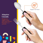 Buy now Special Supplies Adaptive Utensils (5-Piece Kitchen Set) Wide, Non-Weighted, Non-Slip Handles for Hand Tremors, Arthritis, Parkinsonâ€™s or Elderly Use (Black) at indiglob india