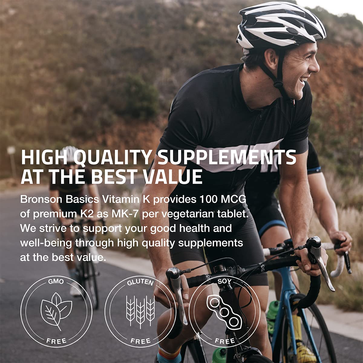 Bronson Vitamin K2 MK-7 100 mcg, K2 as MK7 Menaquinone, 120 Tablets | Helps Transport Calcium to Bones, Biologically Active Longer than Vitamin K1, Non-GMO, Gluten-Free & Soy-Free