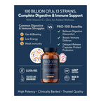 Vitamin Bounty Pro-100 Probiotic 100 Billion CFU - 13 Strains for Digestive Health & Immune Support - High Potency Probiotics for Women & Men - Delayed Release Capsules for Gut Health - 60 Count