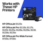 HP 936 Black Ink Cartridge | Works with OfficeJet 9120, OfficeJet Pro 9110, 9120, 9130 Series, Wide Format 9730 | Eligible for Instant Ink | 4S6V2LN