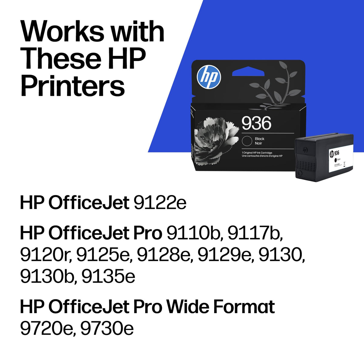 HP 936 Black Ink Cartridge | Works with OfficeJet 9120, OfficeJet Pro 9110, 9120, 9130 Series, Wide Format 9730 | Eligible for Instant Ink | 4S6V2LN