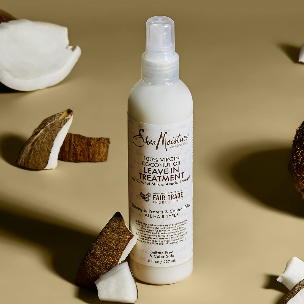 Shea Moisture 100% Virgin Coconut Oil Leave-in Treatment, 8 Ounce | For dry hair and curls - hydrates, softens, detangles, and improves manageability with 100% Virgin Coconut Oil.