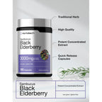 Horbäach Black Elderberry | 180 Capsules | Sambucus Extract Supplement | Non-GMO & Gluten Free
