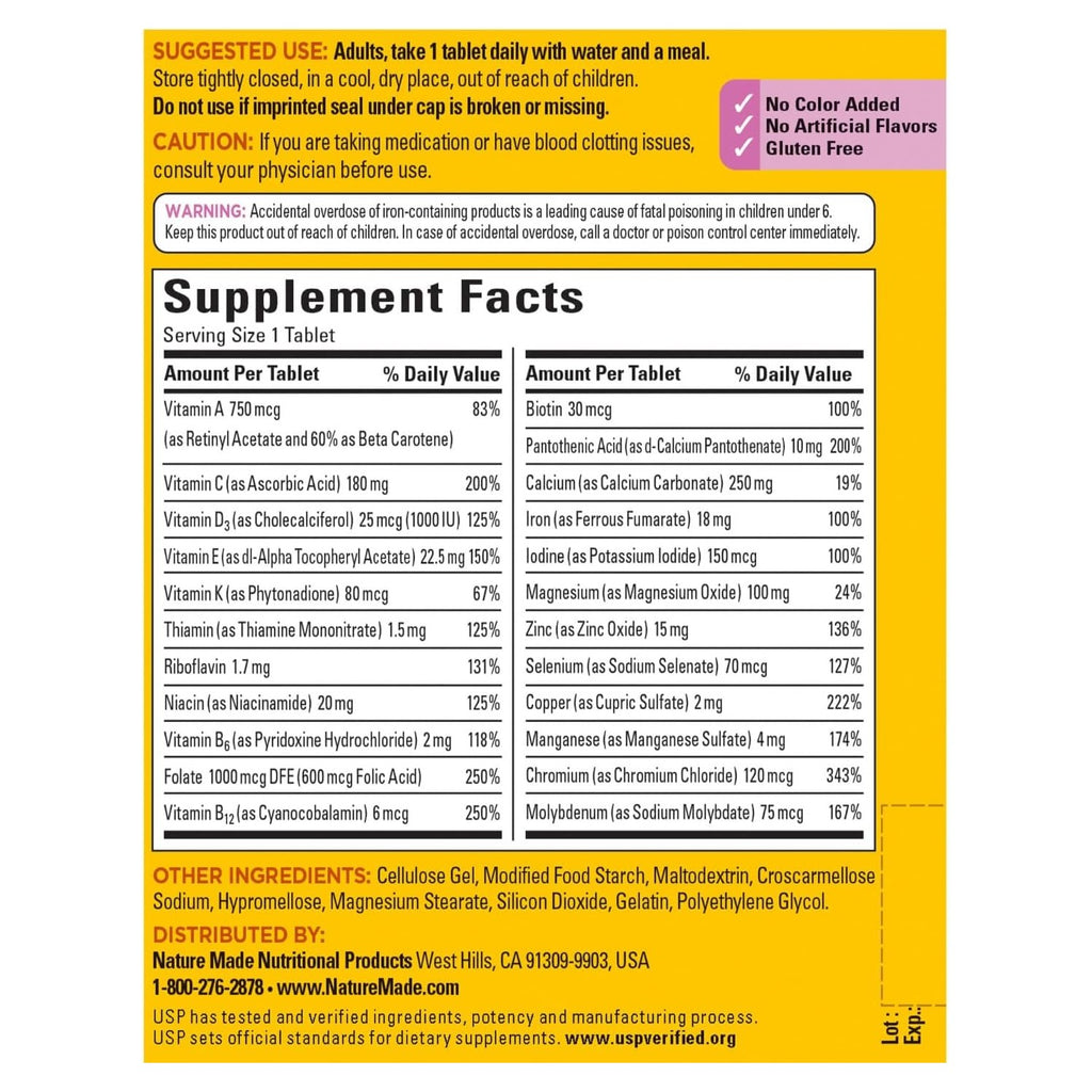 Buy now Nature Made Women's Multivitamin Tablets, 300 Count for Daily Nutritional Support at indiglob india