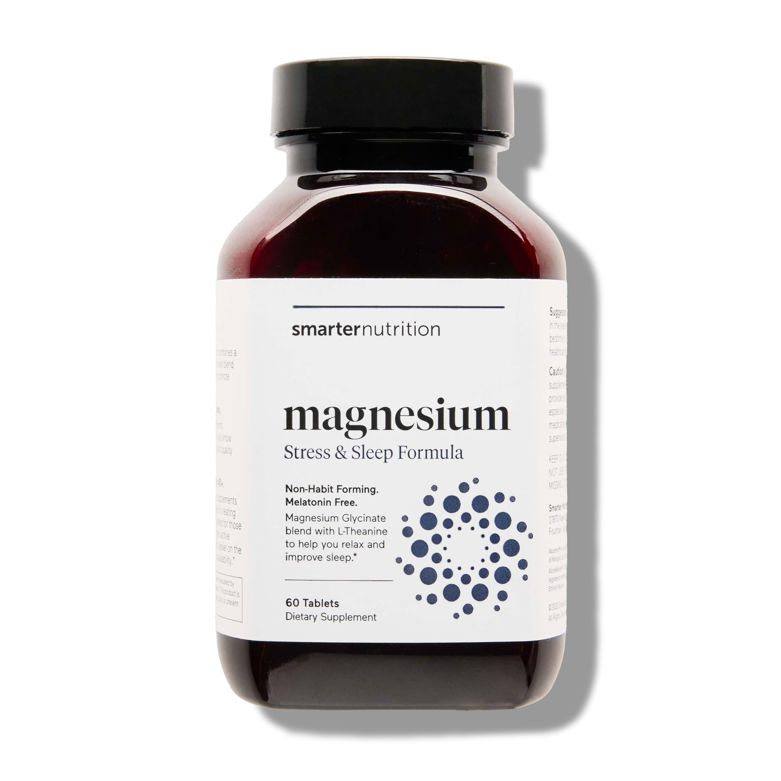 Smarter Nutrition Magnesium Complex - Chelated Magnesium Glycinate with Citrate, Malate and L-Theanine for Sleep, Muscle Relaxation and Stress Support - Non-GMO - 360 Tablets[180DaySupply]