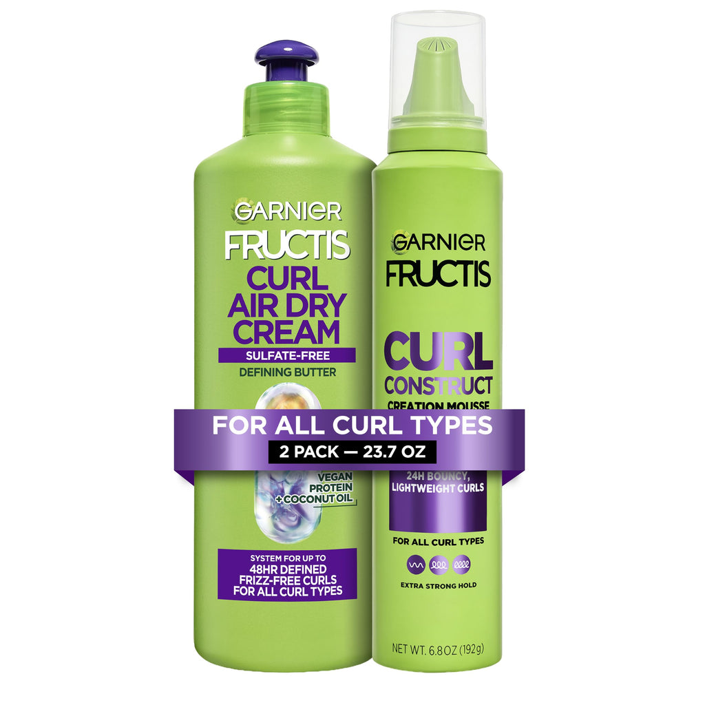Garnier Fructis Curl Nourish Air Dry Cream XL Leave In Conditioner, Sulfate-Free Curl Defining Cream For Moisture and Frizz Control Waves, Curls, and Coils, Value Size, 16.9 Fl Oz