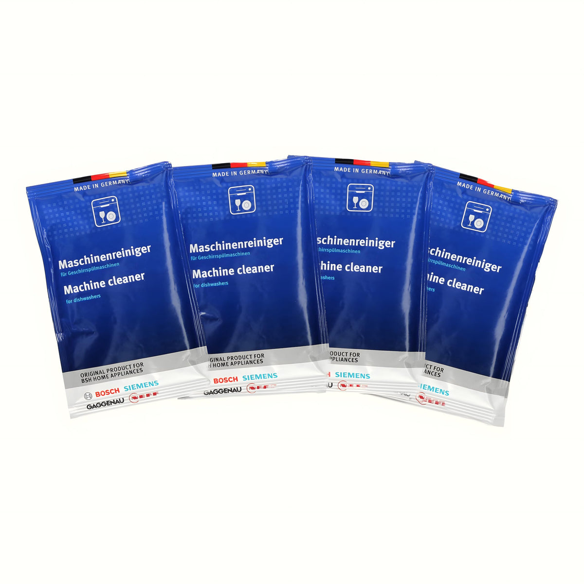 Bosch 312477 Dishwasher Cleaner – 1 Pack of 4 Bags (Total: 6.4 oz / 180g, Each 1.6 oz / 45g) – Removes Limescale & Grease | Improves Performance & Extends Appliance Life