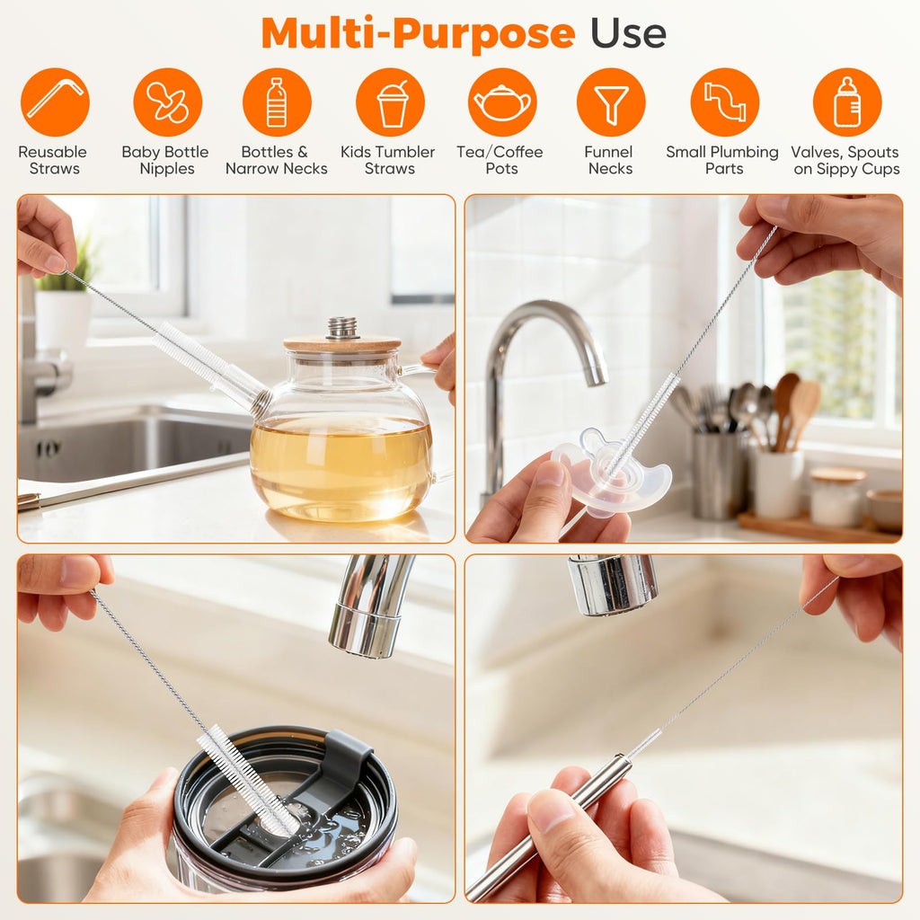 Long Straw Cleaner Brush Set, 8.7 Inch Cleaning Brushes, 10 Pack