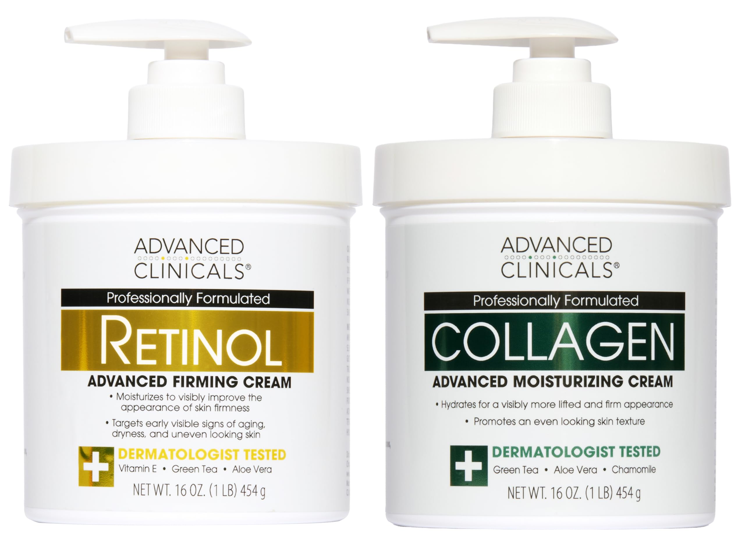 Buy now Advanced Clinicals Manuka Honey Body Cream For Women & Men | Body Butter Lotion For Extremely Dry Skin | Collagen Cream | Skincare Moisturizer Hydrating Balm Improves Look Of Aging Skin, 16 Ounce Unscented Retinol + Collagen Cream Set 2 Piece Set at indiglob india