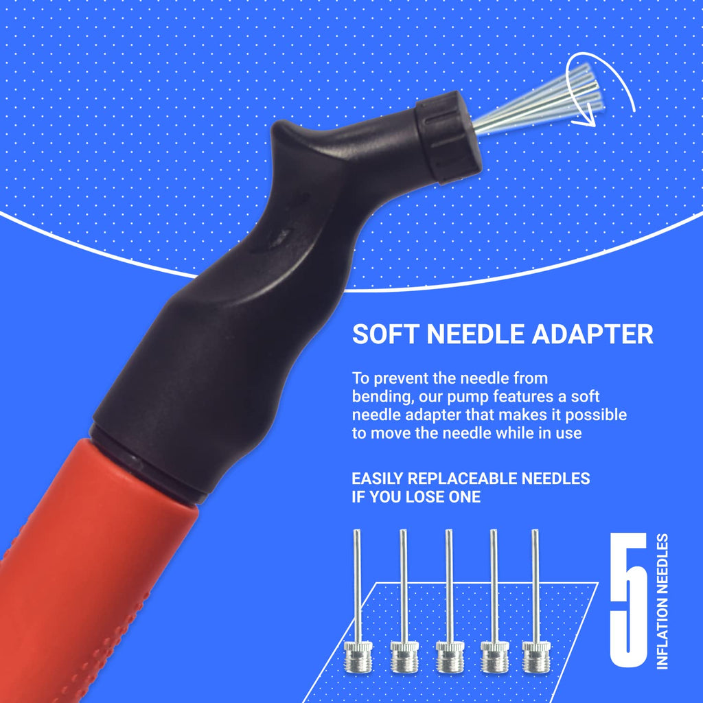 Buy now SPORTBIT Ball Pump for Sports Balls - Push & Pull Inflating System - Hand Pump for All Exercise Balls - Volleyball Pump, Basketball Inflator, Football & Soccer Ball Air Pump - Goes with 5 Needles Set at indiglob india