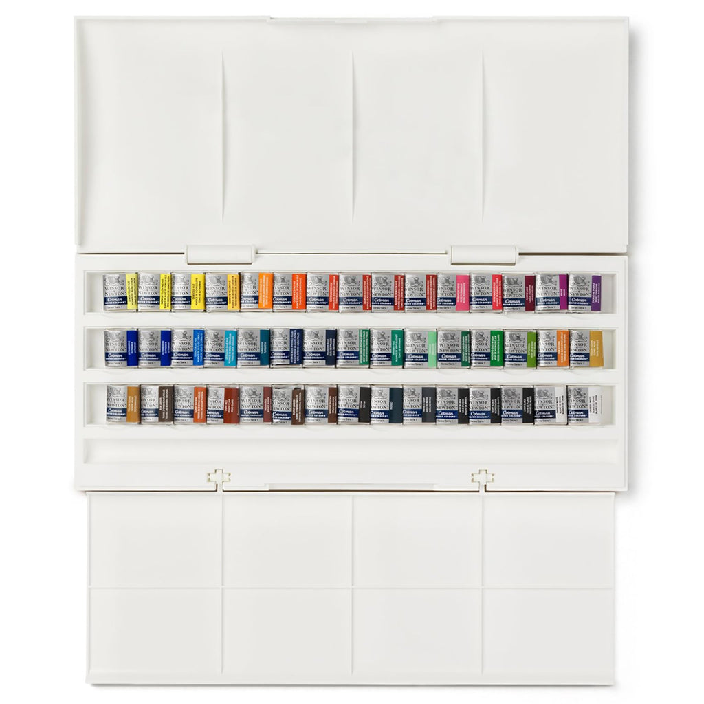 Buy now Winsor & Newton Cotman Watercolor Paint Set, Field Pocket Set, 12 Half Pan w/ Brush, Sponge, Bottle at indiglob india