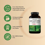 Saw Palmetto for Men with Pumpkin Seed Oil, 1200mg, 300 Softgels