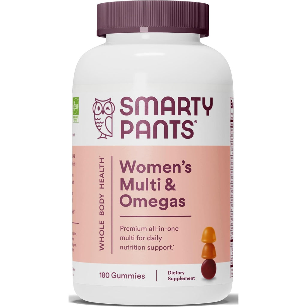 SmartyPants Women's Multivitamin Gummies, Omega 3 (DHA/EPA), Methylfolate, CoQ10, Vitamin D3, C, Vitamin B12, B6, A, K & Zinc, Inositol, Gluten Free, 120 Count (40 Day Supply)
