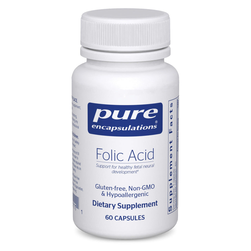 Pure Encapsulations Folic Acid, 60 Capsules | Hypoallergenic Dietary Supplement, Protein Utilization, Fetal Neural Health*, Cellular Health*