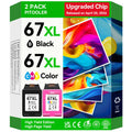 Upgraded Chip 67XL Ink Cartridges Compatible for HP 67 Ink Cartridges Black/Color Combo Pack Work with DeskJet 2855e 2827e 2800e 4255e 2755e 2700 4155e 4227e 2700e 2734e 2852e Envy 6055e 6000 Printer